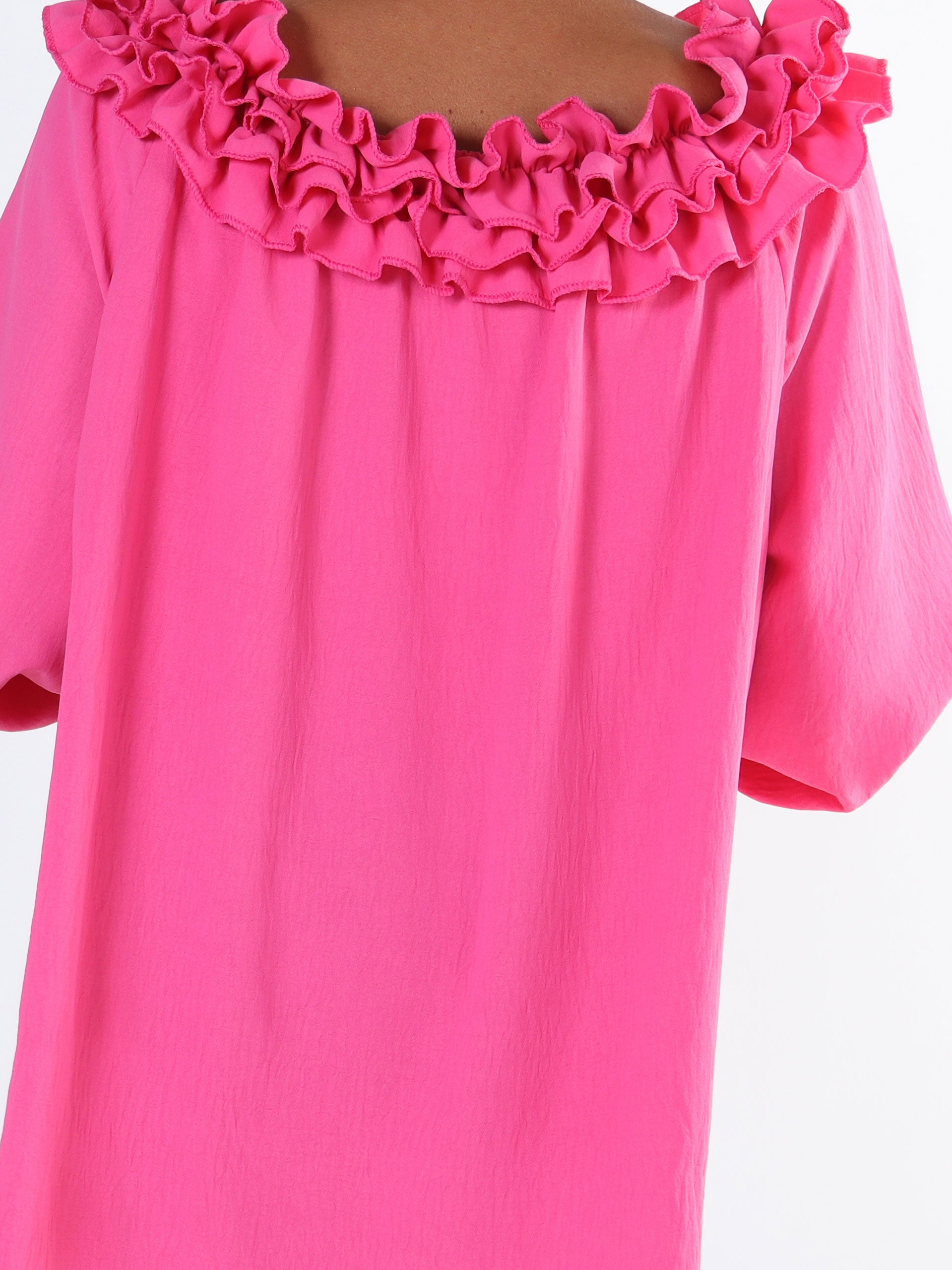 Chili - Fineste plus size tunika bluse med flæser i udskæringen (bestseller)